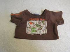 BABW Build A Bear Clothing T Shirt Brown Ages 3 & Up Treasure Hunt -- Used
