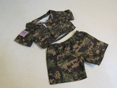 BABW Build A Bear Clothing Military Outfit Camouflage Shirt and Shorts -- Used
