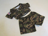 BABW Build A Bear Clothing Military Outfit Camouflage Shirt and Shorts -- Used