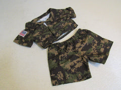 BABW Build A Bear Clothing Military Outfit Camouflage Shirt and Shorts -- Used