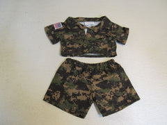 BABW Build A Bear Clothing Military Outfit Camouflage Shirt and Shorts -- Used