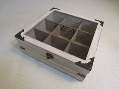 Designer Wooden Tea Box With 9 Sections Light Beige -- Used