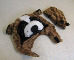 Designer Kids Costume Head Brown/White/Black Furry Velcro Fasten -- New