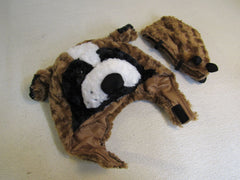 Designer Kids Costume Head Brown/White/Black Furry Velcro Fasten -- New