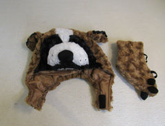 Designer Kids Costume Head Brown/White/Black Furry Velcro Fasten -- New