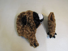 Designer Kids Costume Head Brown/White/Black Furry Velcro Fasten -- New