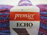Premier Yarns Echo Yarn 2 Skeins 186 Yards Each Purple/Blue/Rasberry -- New