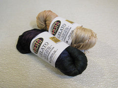 Fiesta Gelato Yarn 2 Skeins 260 Yards Each Multiclored Black and Beige -- New