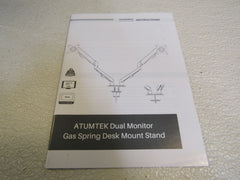 Atumtek Dual Monitor Gas Spring Desk Mount Stand Silver 30-lb Max ATMR089 -- New