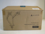Atumtek Dual Monitor Gas Spring Desk Mount Stand Silver 30-lb Max ATMR089 -- New
