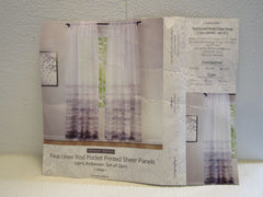 Linentalks Curtains Faux Lined Rod Pocket Printed Sheer Panels 52in x 95in Maya -- New