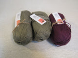 Yarnz2Go Sport Weight Yarn Maroon/Khaki 3 Skeins 305 Yards Each -- New