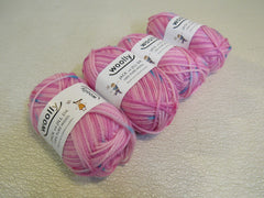 Woolly Jack and Jill DK Yarn Pink/Turquoise 4 Skeins 109 Yards Each -- New