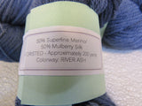 Succulent Fiber Worsted Weight Yarn River Ash 2 Skeins 200 Yards Each Blue -- New