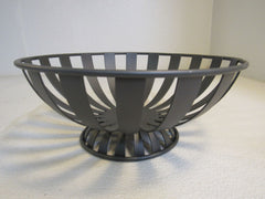 Designer Decorative Bowl Basket 11in x 11in x 5in Dark Gray Sturdy Metal -- New