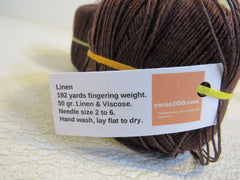 Yarnz2Go Linen Fingering Weight Yarn Brown 4 Balls 192 Yards Each Linen Viscose -- New