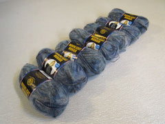 Lion Brand Yarn Midnight Mohair Yarn 7 Skeins 82 Yards Each Blue/Silver/Metallic -- New