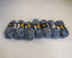Lion Brand Yarn Midnight Mohair Yarn 7 Skeins 82 Yards Each Blue/Silver/Metallic -- New