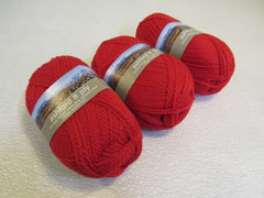 Ashford 8Ply Yarn Red 3 Skeins 218 Yards Each 100% New Zealand Wool -- New