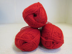 Ashford 8Ply Yarn Red 3 Skeins 218 Yards Each 100% New Zealand Wool -- New