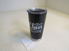 MugHeads 20-oz Double Wall Thermal Tumbler Black/Silver Frost Stainless Steel -- New