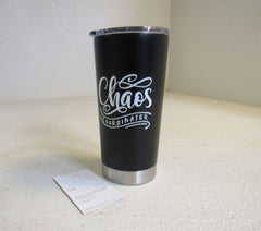 MugHeads 20-oz Double Wall Thermal Tumbler Black/Silver Frost Stainless Steel -- New
