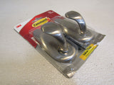 Command 3M Large Brushed Nickel Metal Hooks Set of 2 Holds 5-lbs Decorative -- New