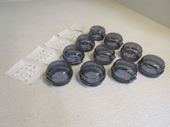 Standard Stove Knob Covers Lot of 10 Smokey Clear Gray With Adhesive Strips -- New
