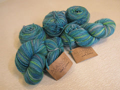 Manos Del Uruguay Clasica Handspun Kettle Dyed Yarn Green/Blue Pure Wool -- New