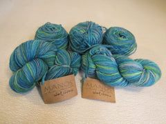 Manos Del Uruguay Clasica Handspun Kettle Dyed Yarn Green/Blue Pure Wool -- New