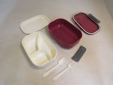 Bibury Lunch Box Set Kit 8.5in x 6in x 3in Rose/Cream -- Used