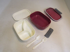 Bibury Lunch Box Set Kit 8.5in x 6in x 3in Rose/Cream -- Used