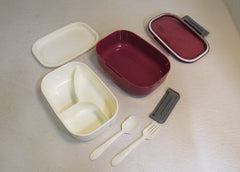 Bibury Lunch Box Set Kit 8.5in x 6in x 3in Rose/Cream -- Used