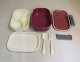 Bibury Lunch Box Set Kit 8.5in x 6in x 3in Rose/Cream -- Used
