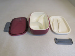 Bibury Lunch Box Set Kit 8.5in x 6in x 3in Rose/Cream -- Used