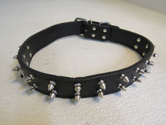 Designer Spiked Pet Collar 27in Black/Silver -- New