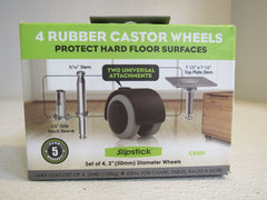 Slipstick 4 Rubber Caster Wheels Black 2-in 50-mm Max Load 264-lb CB681 -- New