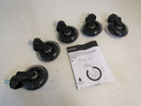 Amazon Commercial 3-in Transparent Swivel PU Caster Lot of 5 Black Max 65-lbs -- New