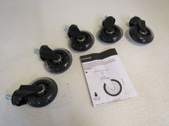 Amazon Commercial 3-in Transparent Swivel PU Caster Lot of 5 Black Max 65-lbs -- New