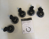 Amazon Commercial 3-in Transparent Swivel PU Caster Lot of 5 Black Max 65-lbs -- New