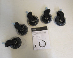 Amazon Commercial 3-in Transparent Swivel PU Caster Lot of 5 Black Max 65-lbs -- New