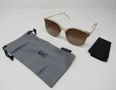 SojoS Sunglasses Retro Round Dolphin Womens Gold/Tan -- New