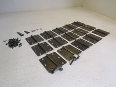 3-1/2-in Door Hinges 3 Hole Round Corners Lot of 15 Aged Bronze -- Used