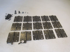 3-1/2-in Door Hinges 3 Hole Round Corners Lot of 15 Aged Bronze -- Used