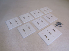 Leviton Light Switch Cover Plates Lot of 8 White 2 Sizes -- Used