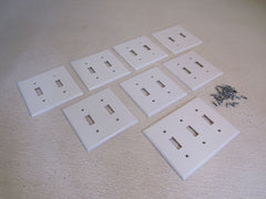 Leviton Light Switch Cover Plates Lot of 8 White 2 Sizes -- Used