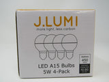 J.LUMI LED A15 Bulbs 5W 4-Pack Warm White Warm White Brightness 450 Lumens -- New