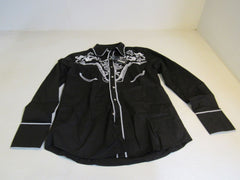 Daupanzees Western Dress Shirt Black/White Stitching Male Size M -- New