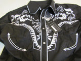 Daupanzees Western Dress Shirt Black/White Stitching Male Size M -- New