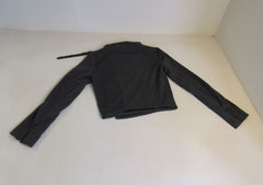 Lumiere Self Wrap Coat Dark Gray Polyester Rayon Female Size M -- New